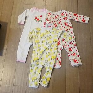 NWT Bundle of 3 Hudson Baby Pajama Onesies- size 18 mo